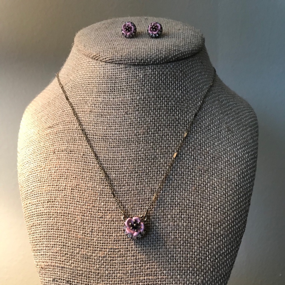 Chloe and Isabel pink flower necklace/ earring set